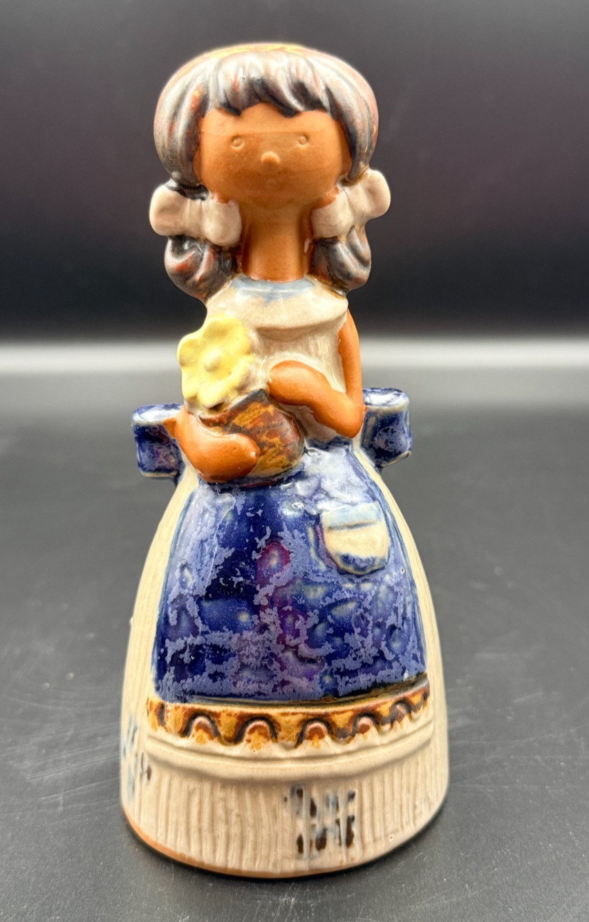 Vintage Counterpoint San Francisco Pottery Bell Girl w/ Yellow Flower 1970 Japan